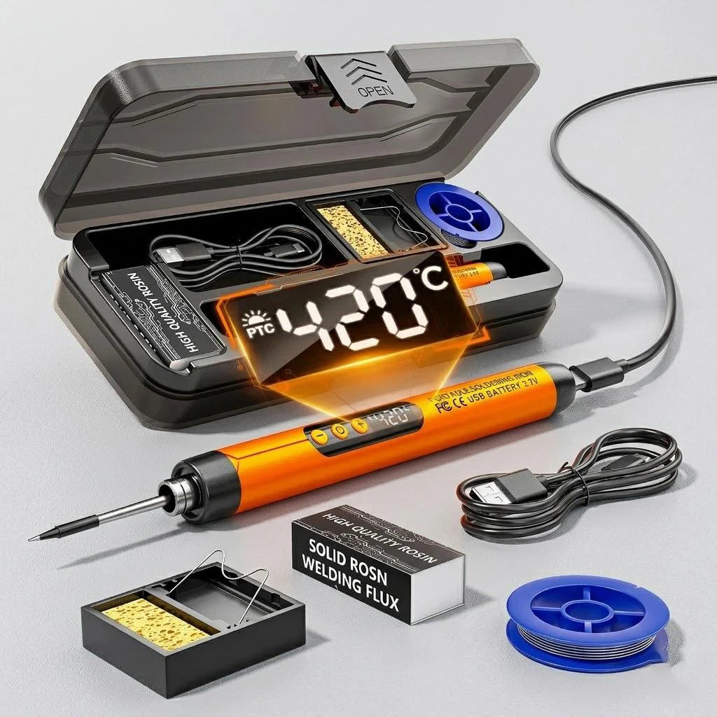 Rechargeable Mini Soldering Iron With Adjustable Temperature Led Display