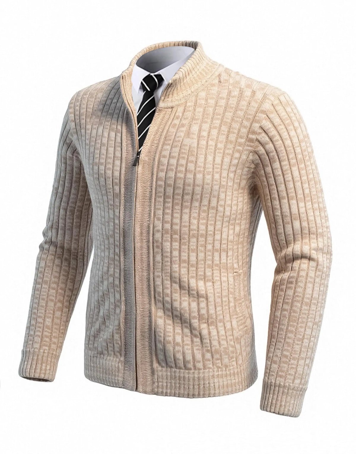 Pioneer Camp Full Zip Up Slim Fit Stand Collar Knit Sweater