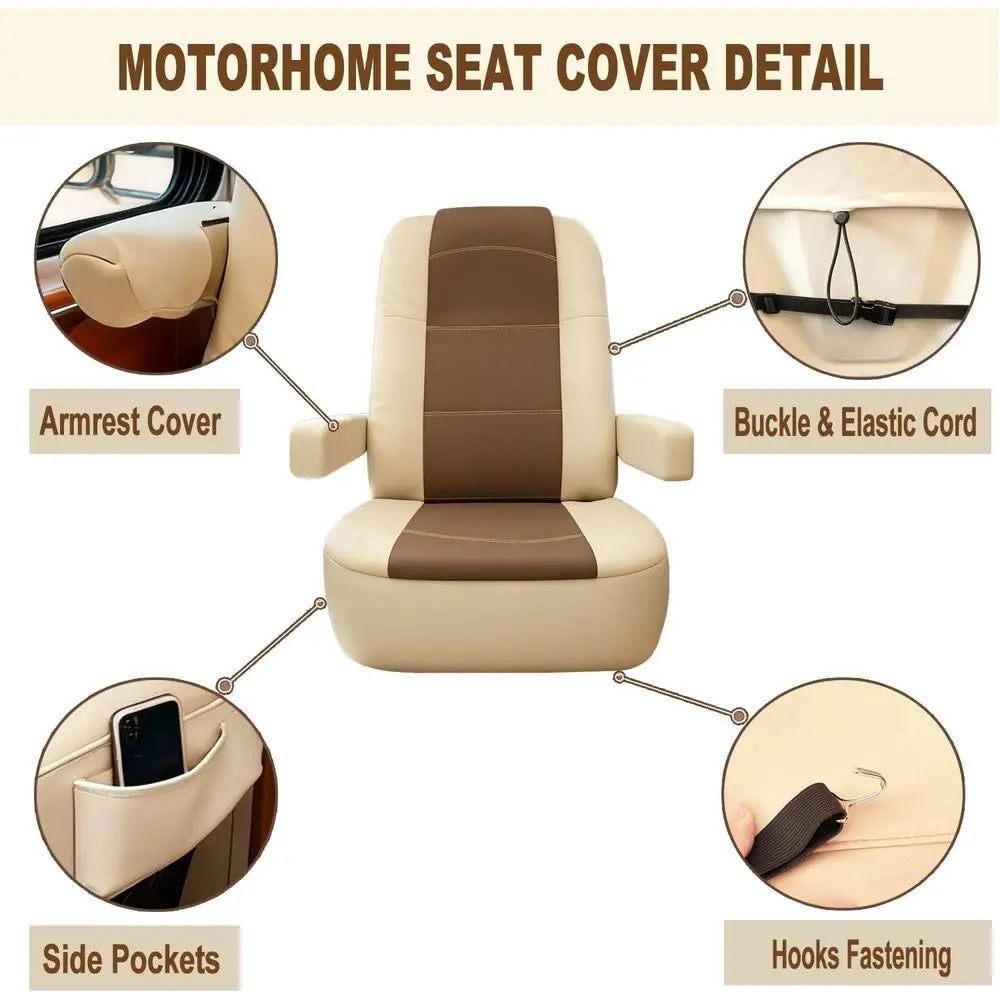 Custom Fit Nappa Leather RV Front Captain Chair Covers