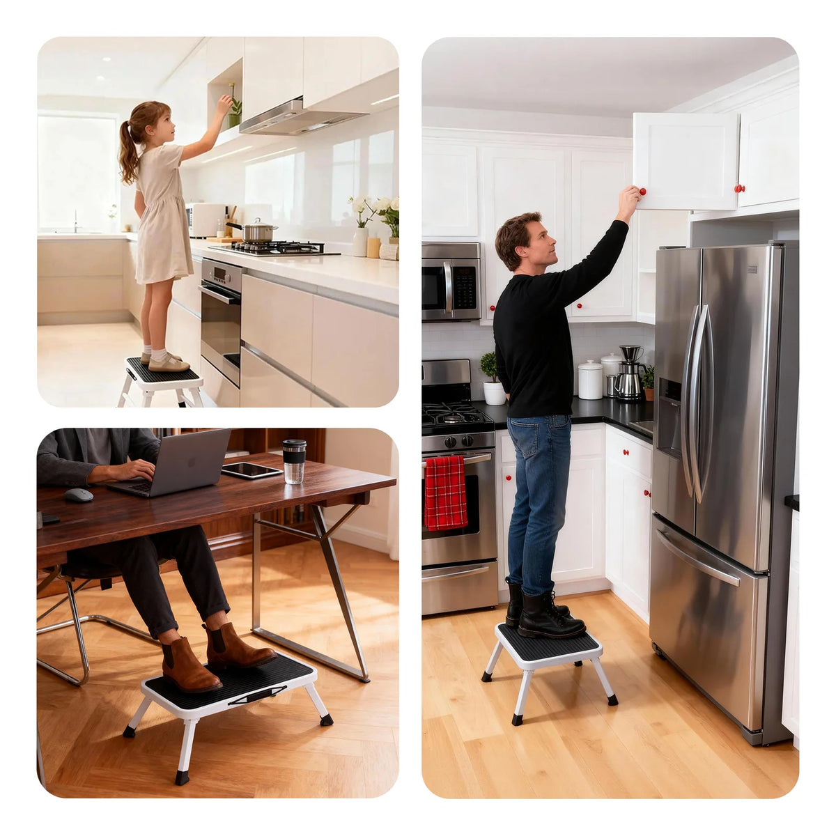JHK Foldable Step Ladder With Carry Handle Non Slip Platform