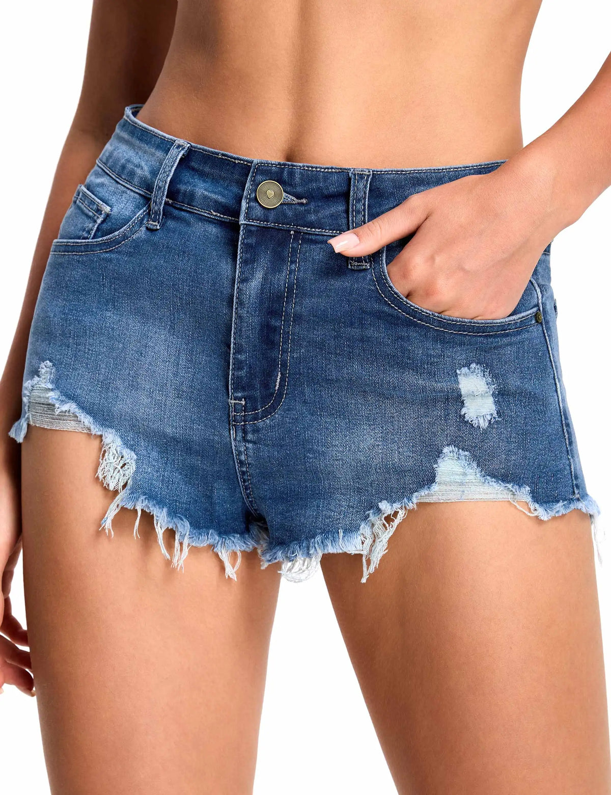 The Gym People Women's Stretchy Ripped Denim Shorts