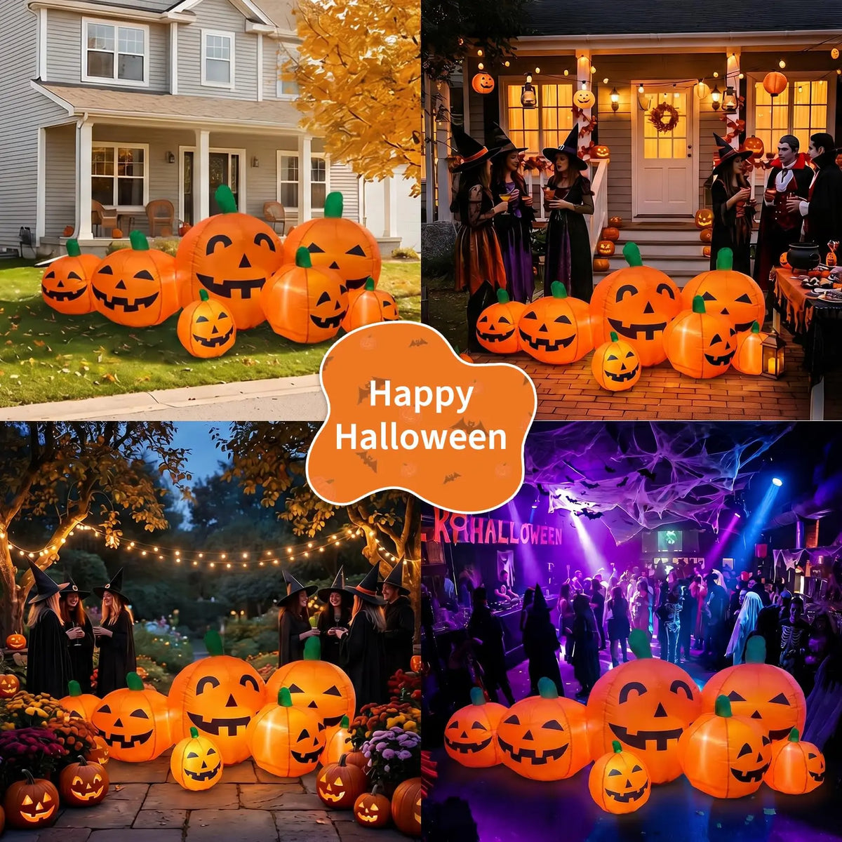 HiMiss Halloween Inflatable Pumpkin Patch With LED Outdoor Yard Decor