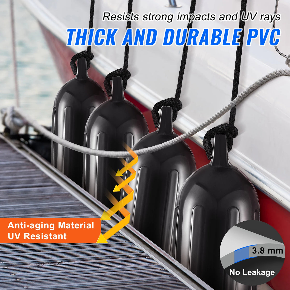 SucceBuy Inflatable Ribbed Marine Boat Dock Fender Bumper