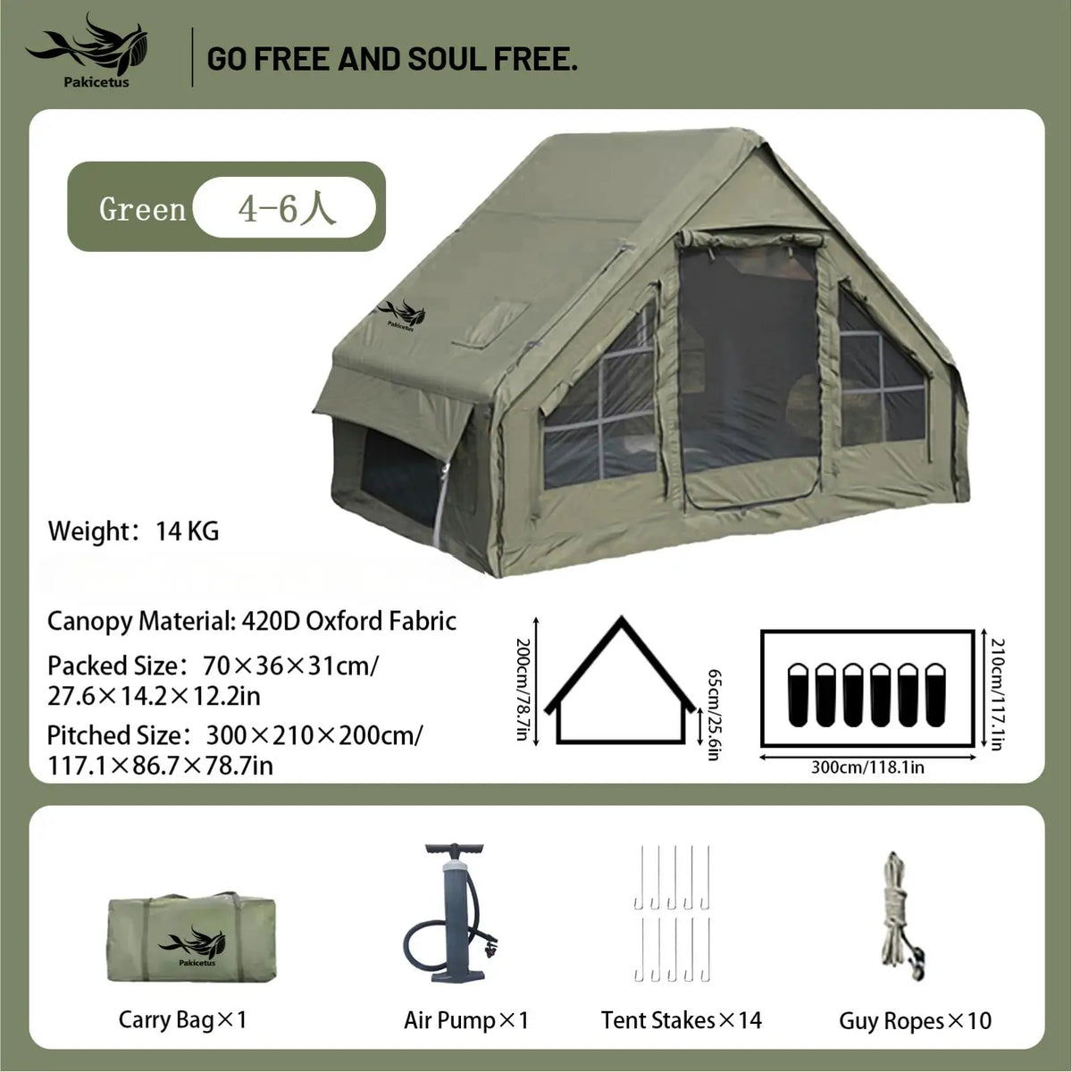 Pakicetus Waterproof Inflatable Camping Tent For Outdoor Adventures