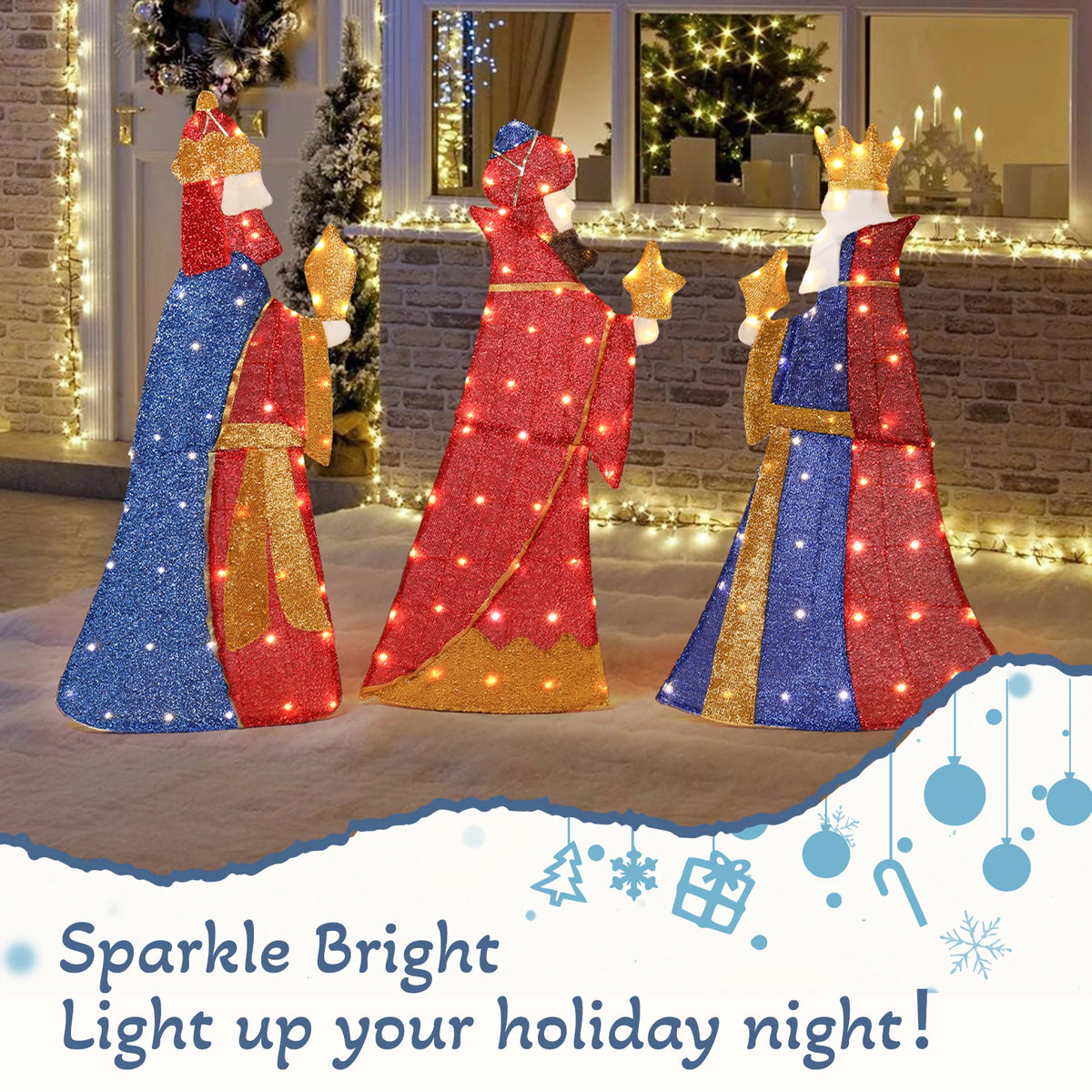 Set Of 3 Lighted Three Wise Men Christmas Yard Decorations