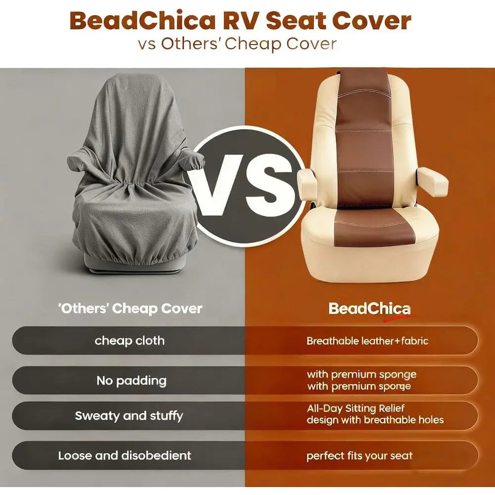 Dual Pack Waterproof RV Seat Covers For Captain Chair Motorhome
