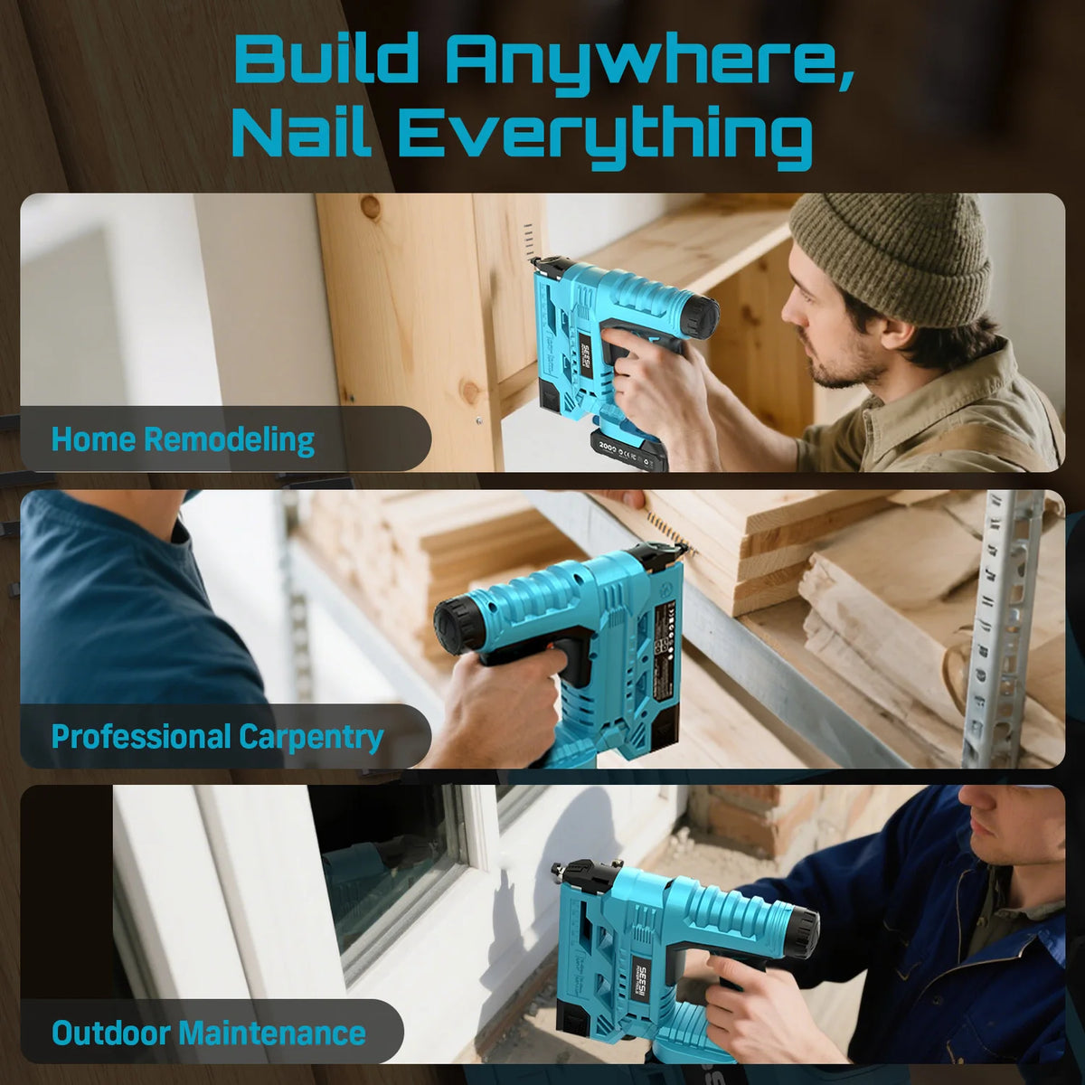 Seesii Cordless Brad Nail Gun With Complete Nail Kit