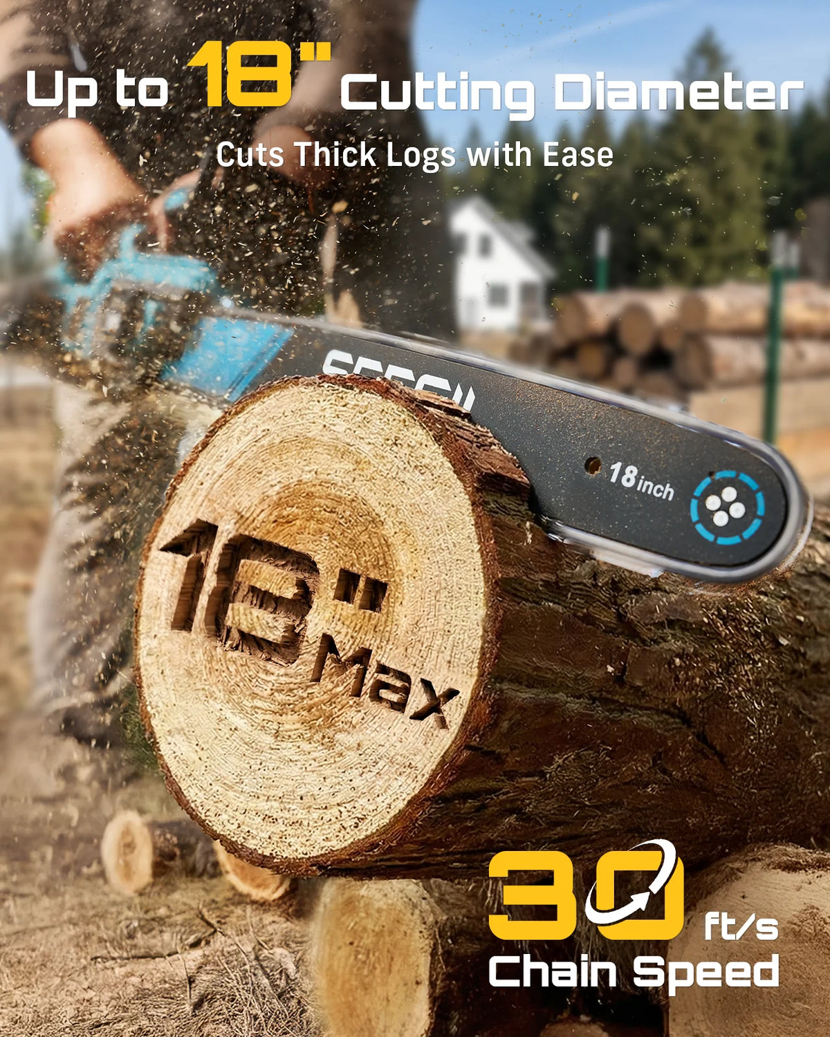 Seesii 40V Brushless Chainsaw With Automatic Oiler Electric Saw