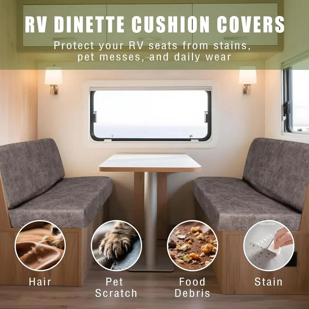 Premium Faux Leather RV Camper Dinette Cushion Covers