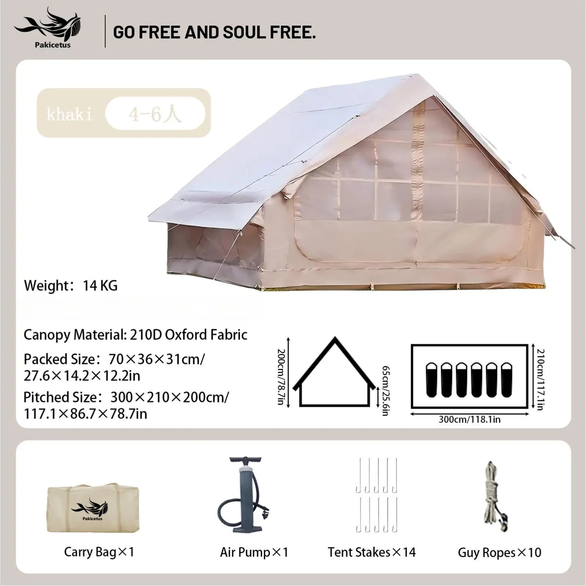 Pakicetus Waterproof Inflatable Camping Tent For Outdoor Adventures