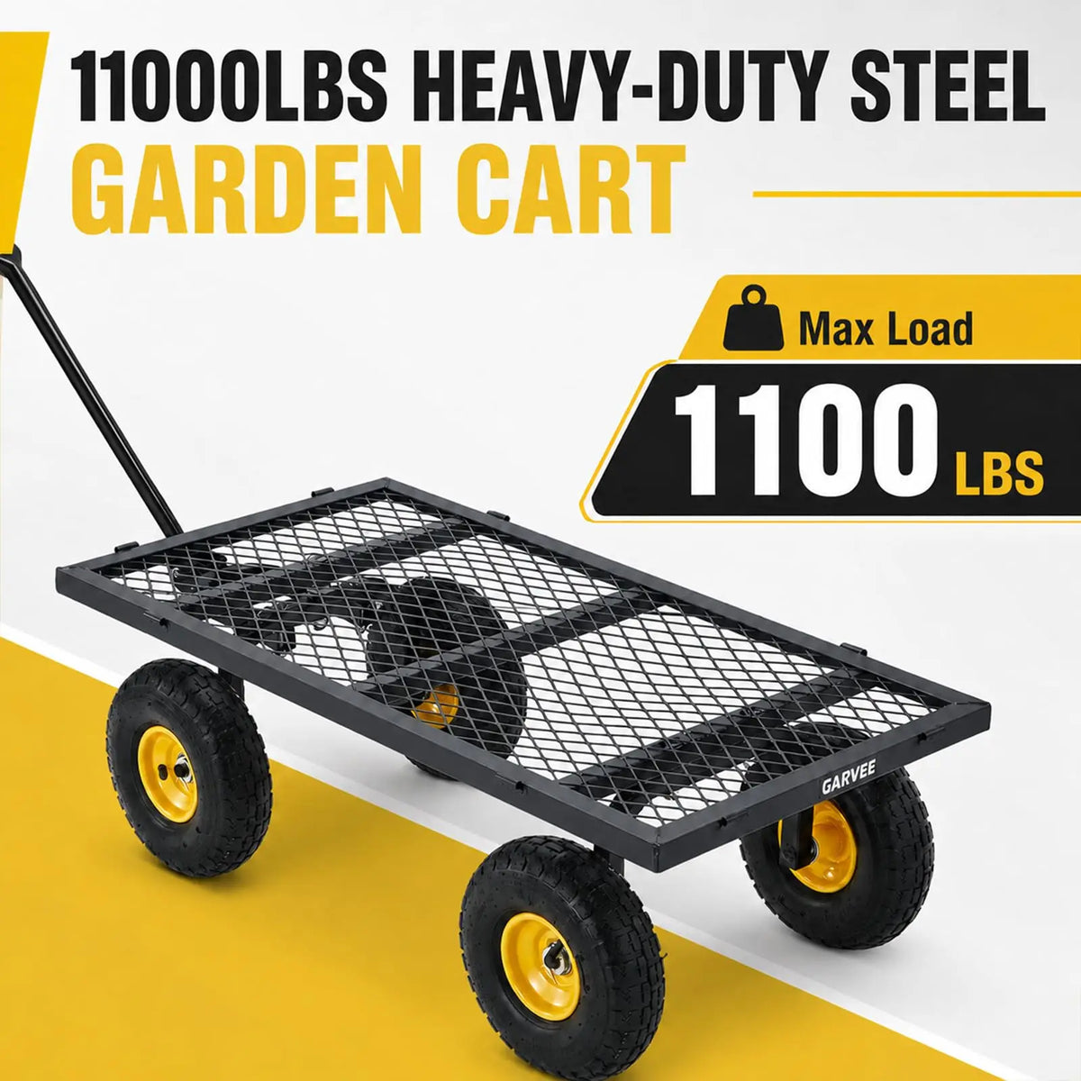 HiMISS Heavy Duty Steel Garden Cart With Pneumatic Wheels