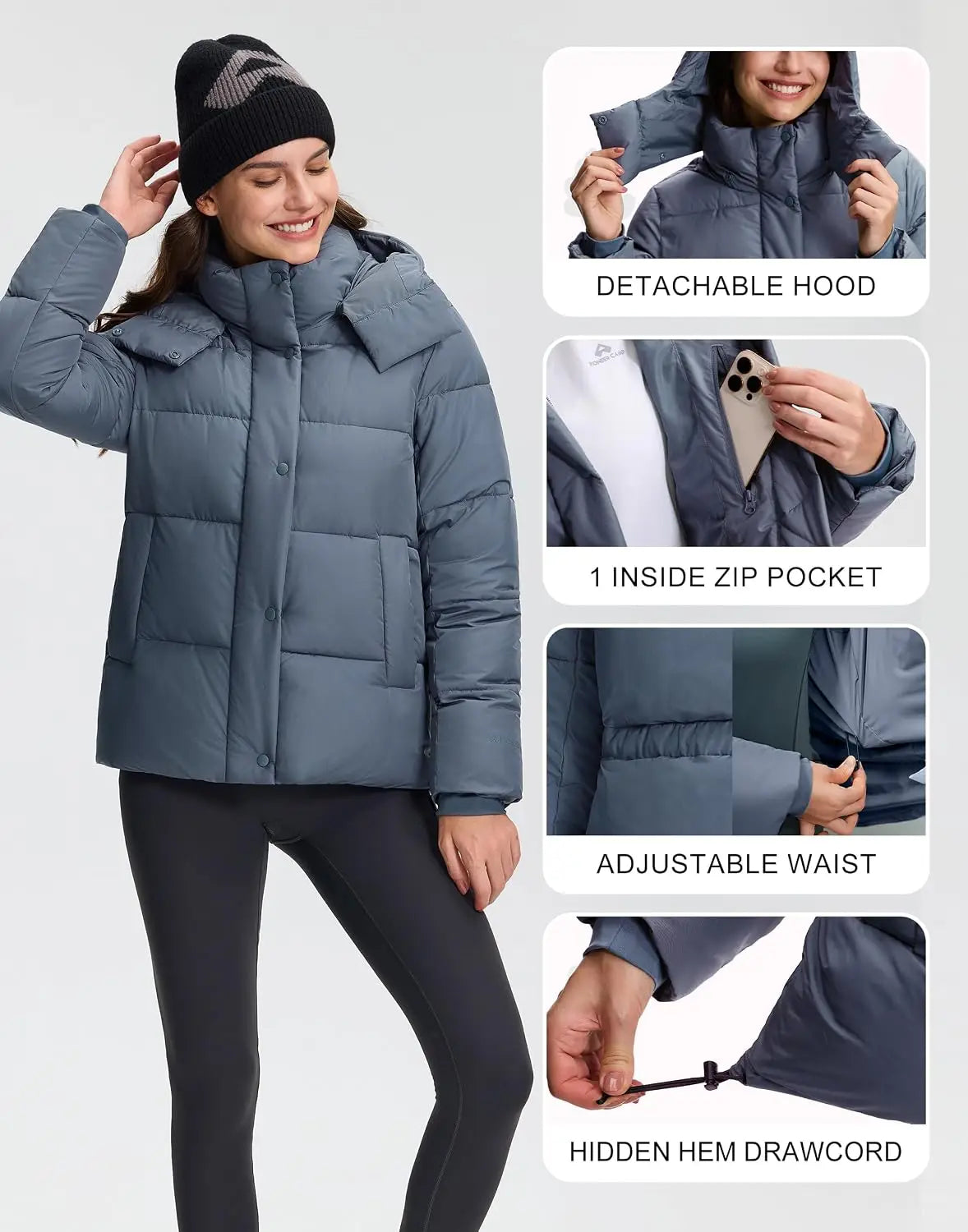 Pioneer Camp Women Hooded Quilted Puffer Jacket Winter Coat