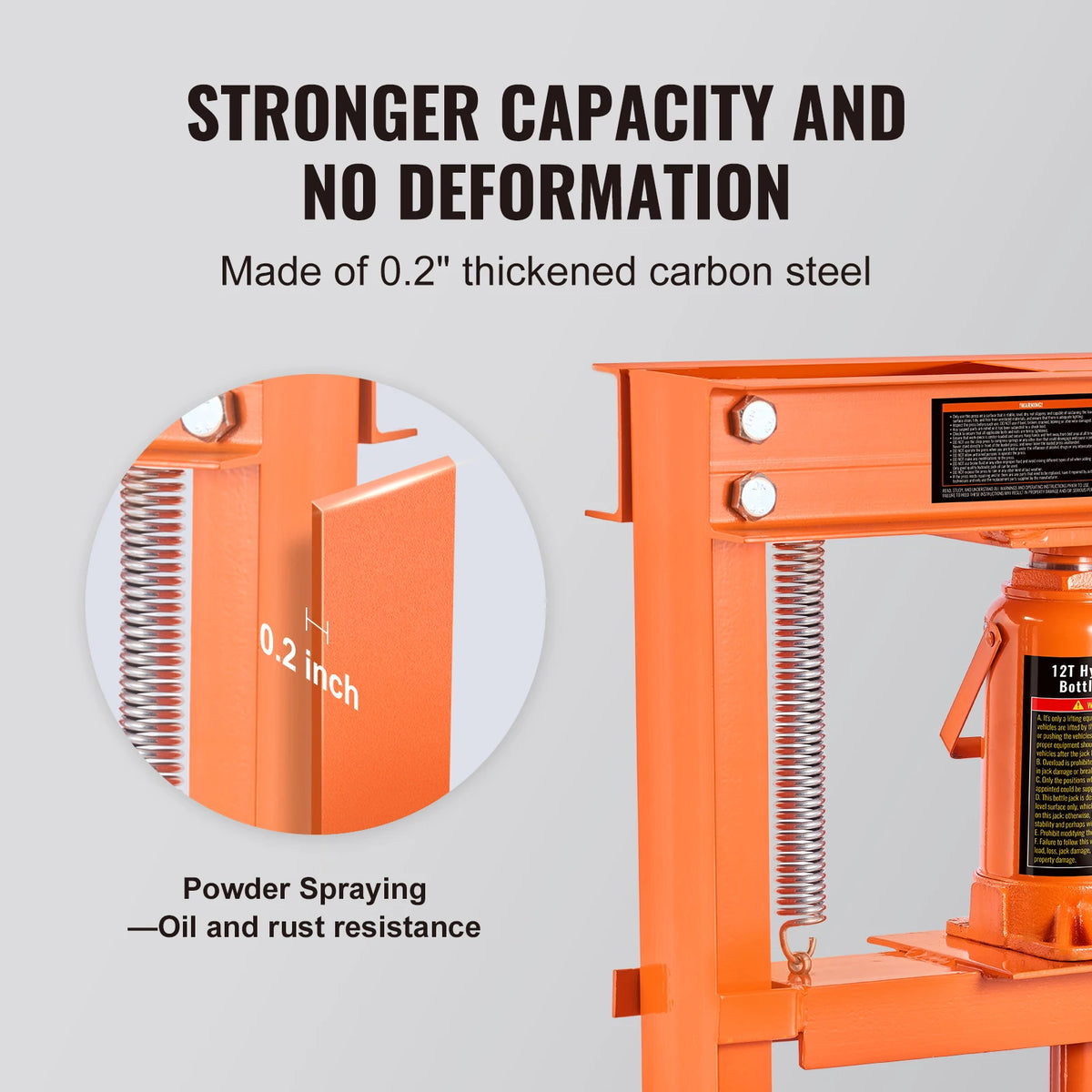 Adjustable Hydraulic Shop Press With Steel Plates For Garage Workshop