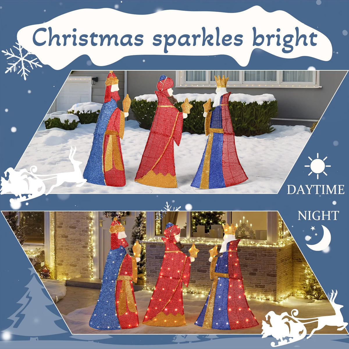Set Of 3 Lighted Three Wise Men Christmas Yard Decorations