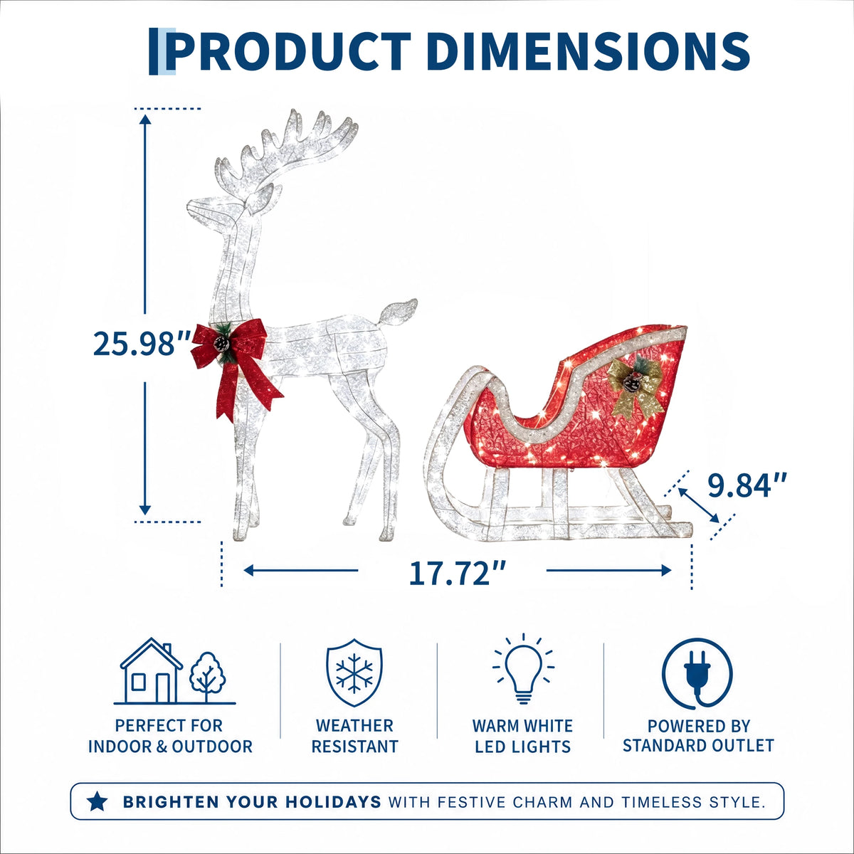 Illuminated Christmas Reindeer Sleigh Outdoor Garden LED Ornament