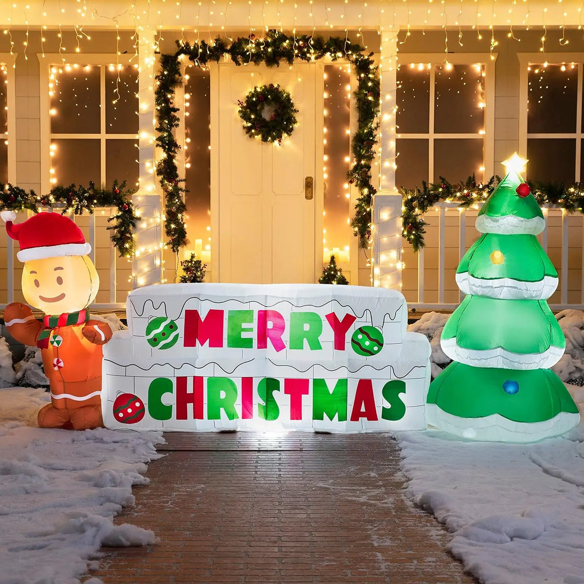 Christmas Inflatable Gingerbread Tree Holiday Yard Decor