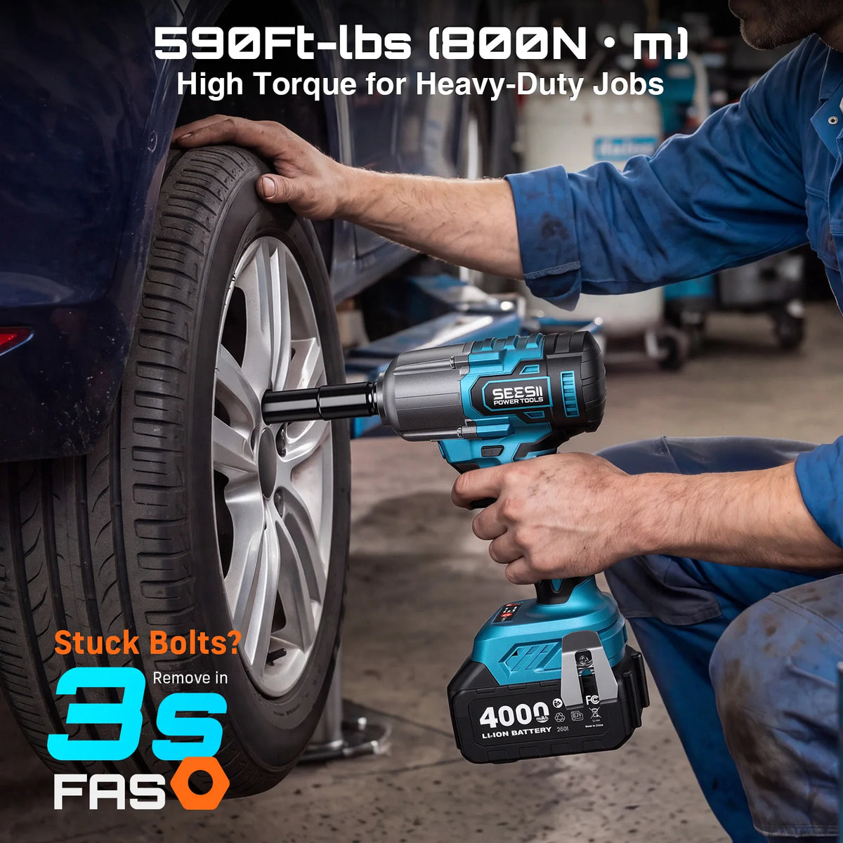 Seesii Cordless Impact Wrench And Brushless Drill Kit