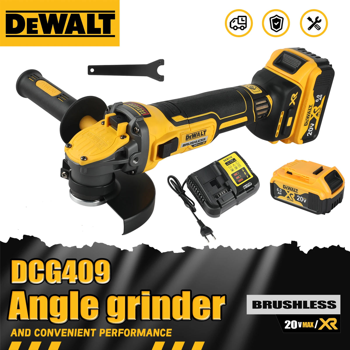 DeWalt DCG409 20V Brushless Flat Head Angle Grinder
