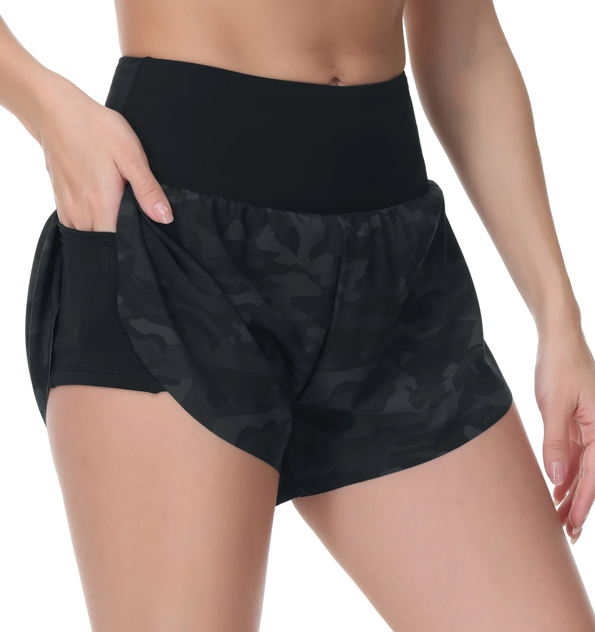 The Gym People Womens Quick Dry Running Shorts Zipper Pockets