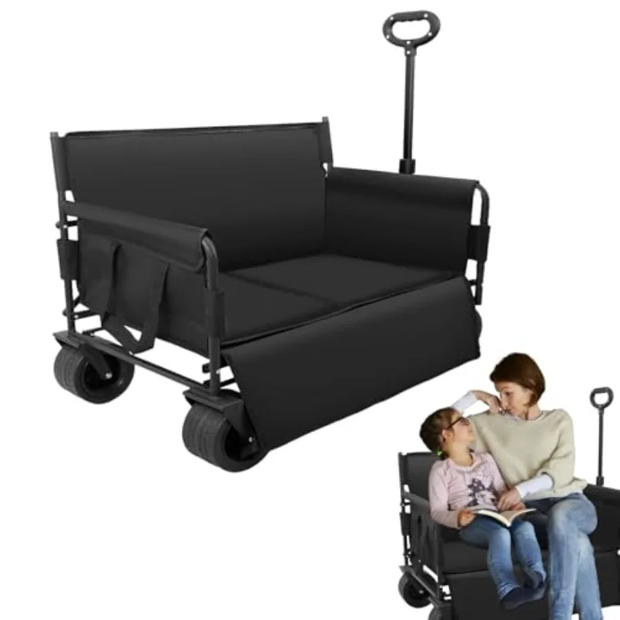 Heavy Duty Collapsible Steel Wagon With Large Wheels For Camping