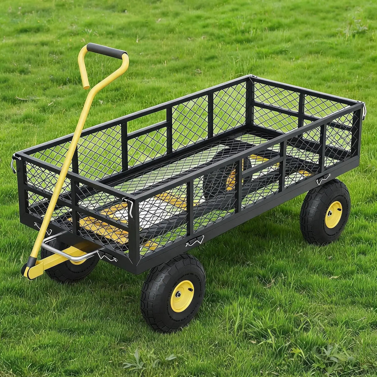 Garvee Steel Folding Garden Cart With Removable Mesh Sides