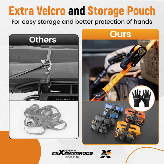 MXR Heavy Duty Ratchet Tie Down Straps With Safety Hooks