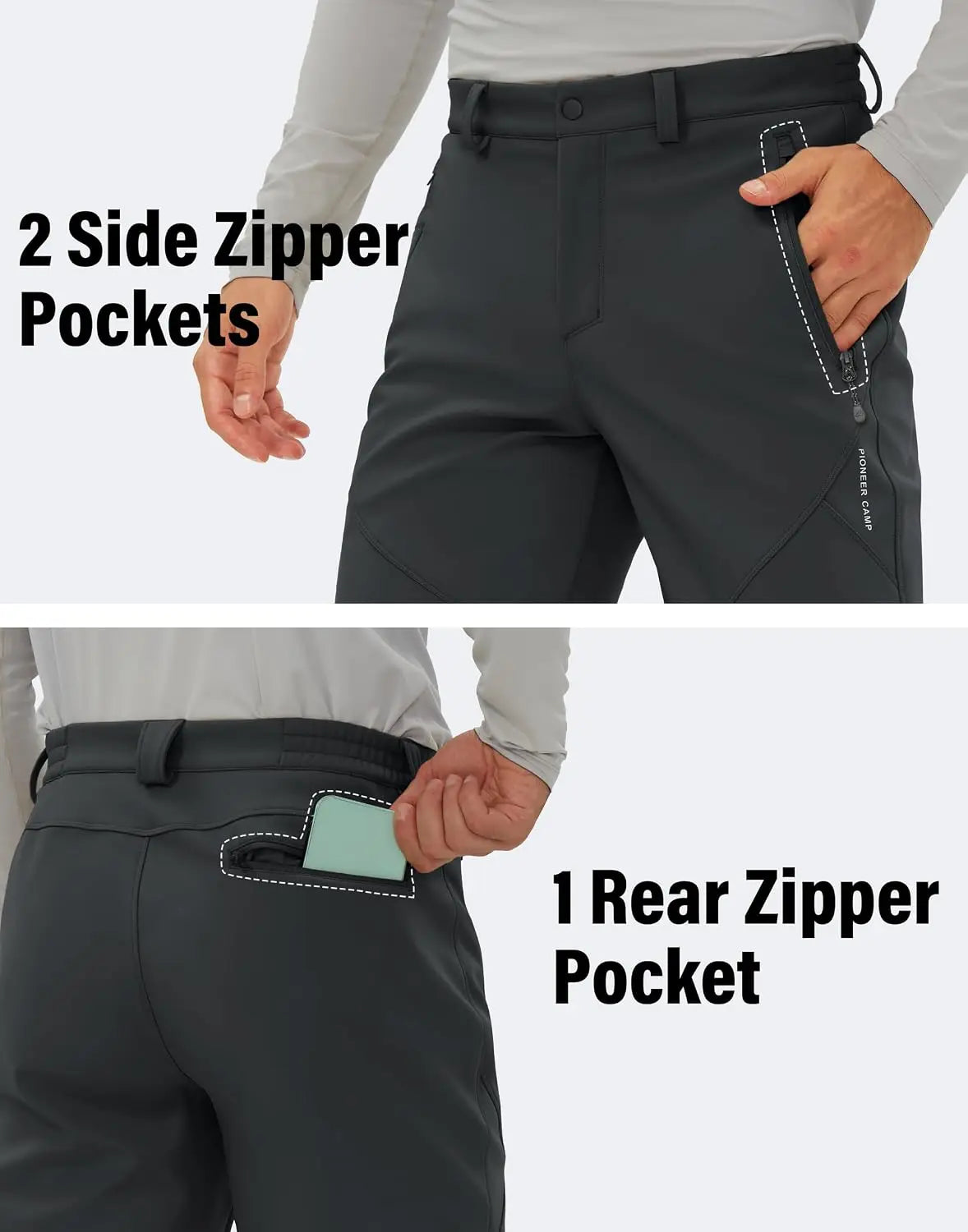 Pioneer Camp Men's Fleece Lined Softshell Hiking Pants