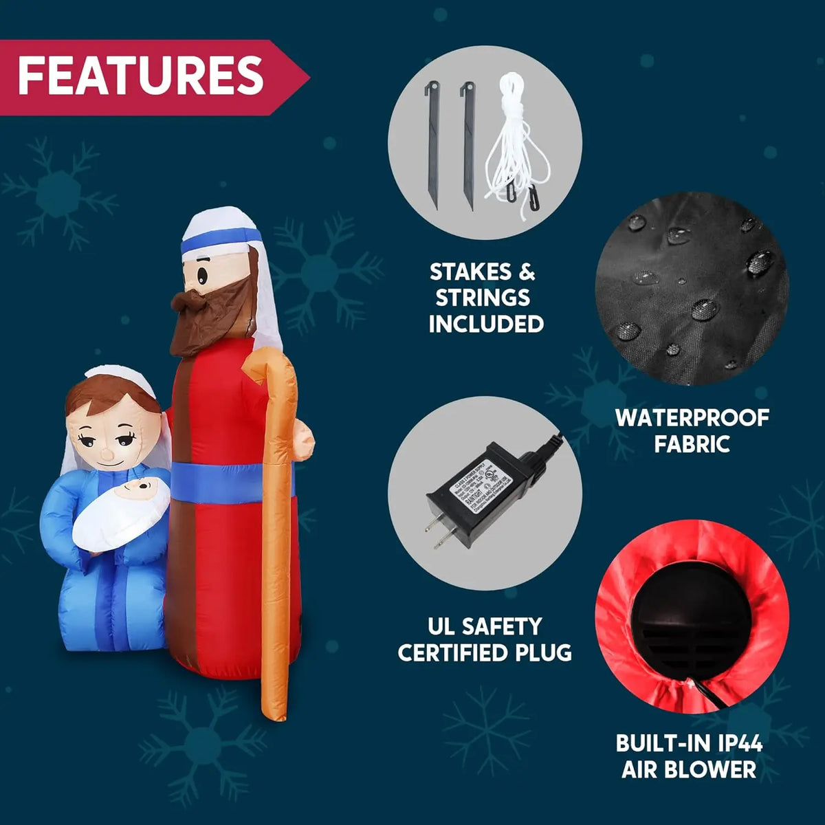 Joyfy Christmas Inflatable Jesus Family Nativity Decoration