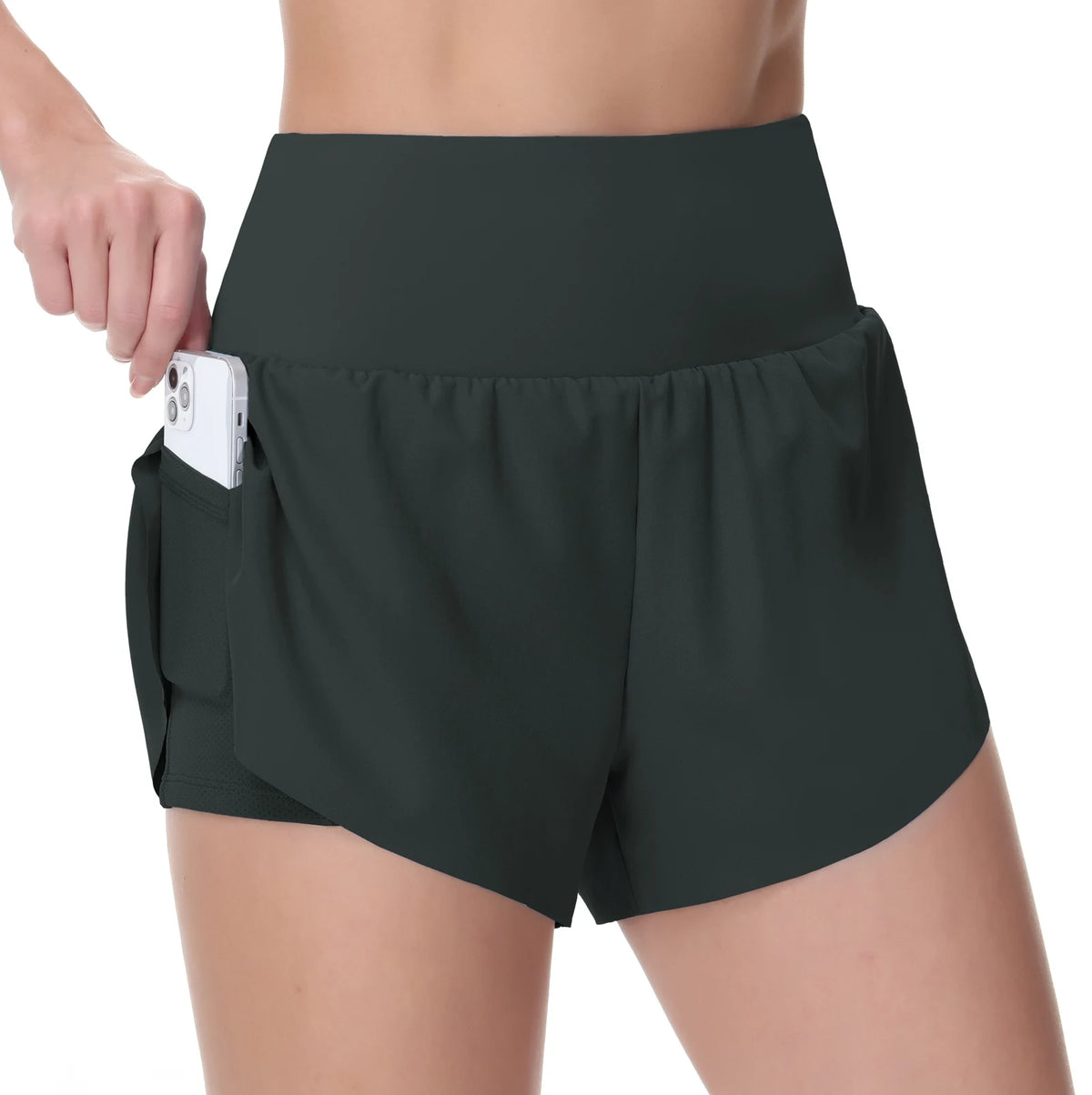 The Gym People Womens Quick Dry Running Shorts Zipper Pockets