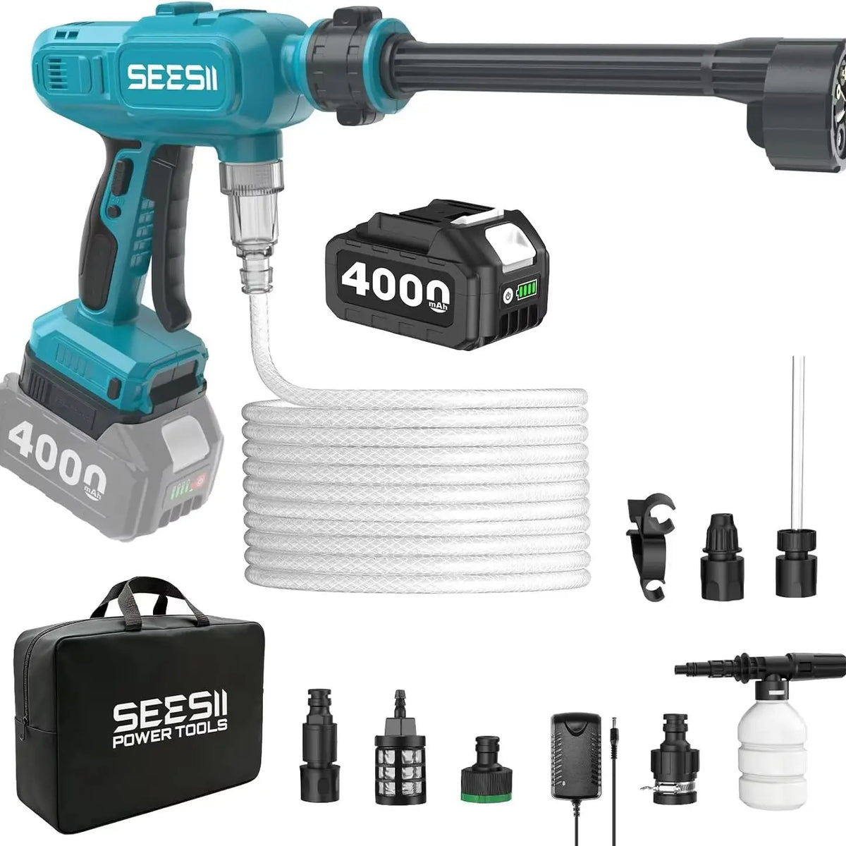 Seesii Electric Pressure Washer Gun With Hose And Adjustable Nozzle