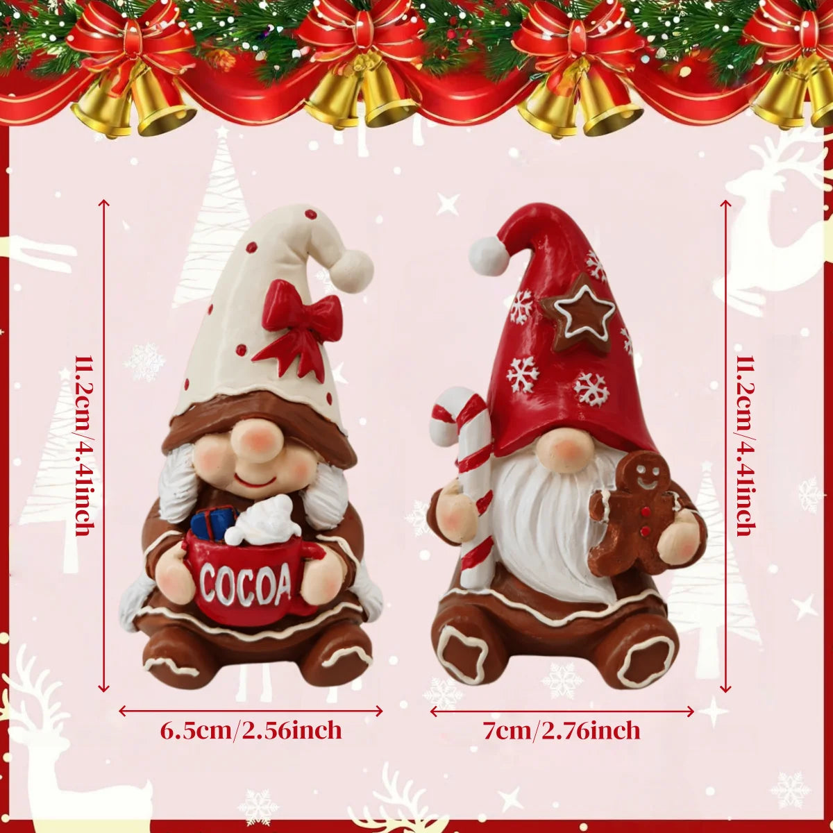 Christmas Resin Gingerbread Gnome Figurine Home Decor Ornament