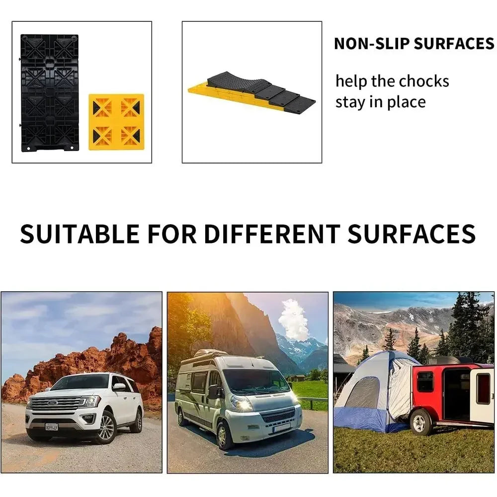 Heavy Duty RV Leveling Blocks With Ramps And Stabilizing Pads