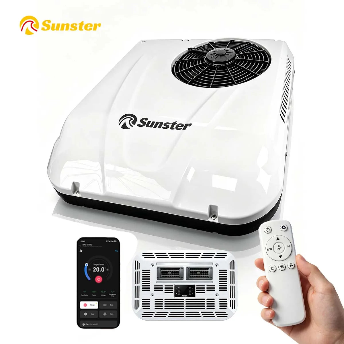 Sunster 12V Bluetooth Rooftop Parking Air Conditioner With LED