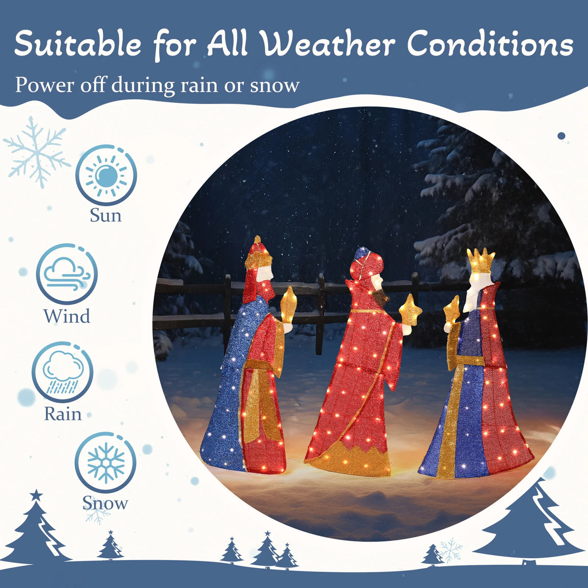 Set Of 3 Lighted Three Wise Men Christmas Yard Decorations