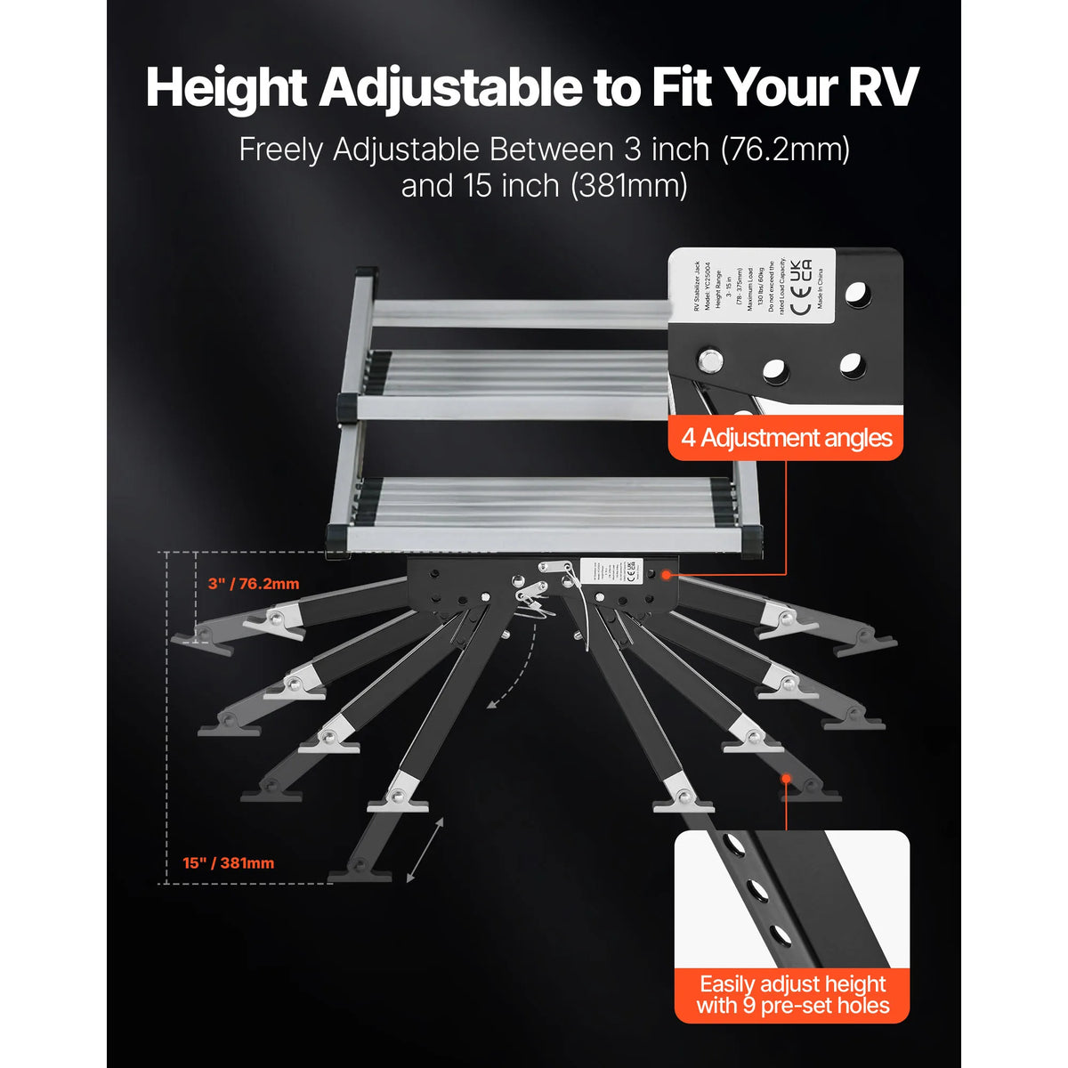 SucceBuy Height Adjustable RV Step Stabilizer Kit For Campers