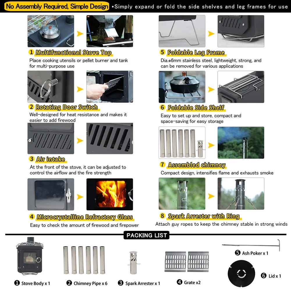 Soomloom Dual Purpose Firewood And Pellet Stove With Side Shelf