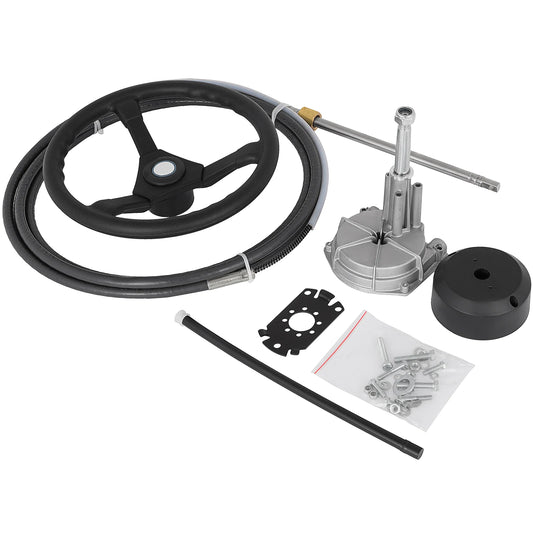 Complete Marine Steering System For Boats Featuring Mechanical Cable