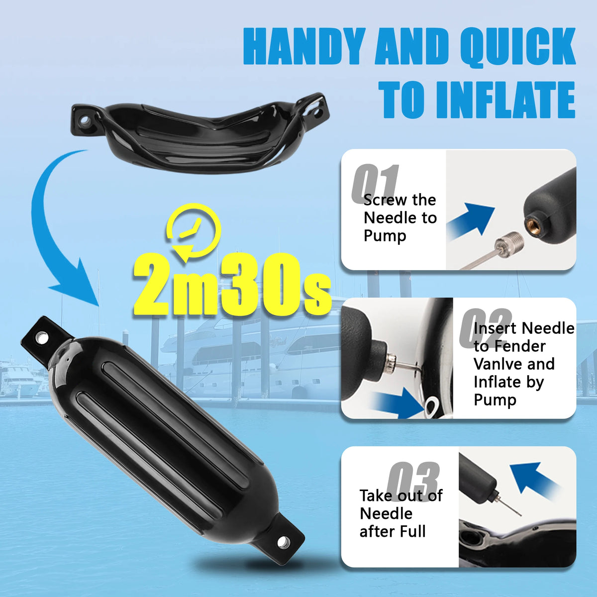 Vancus Inflatable Boat Fenders For Docking With Ropes And Pump