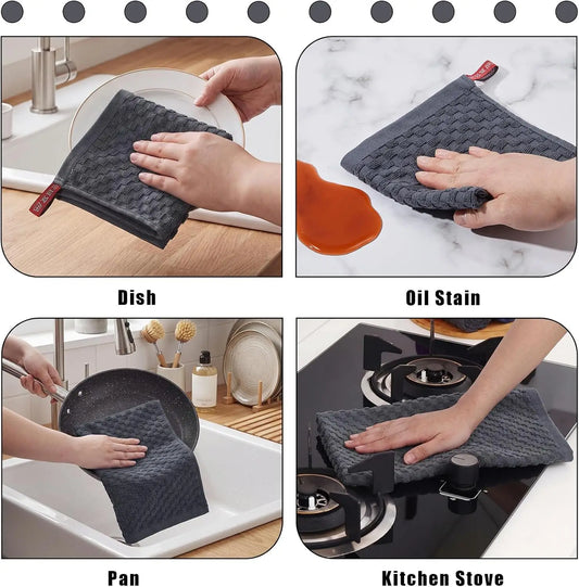 Absorbent Waffle Microfiber Cleaning Cloth For Kitchen And Bath