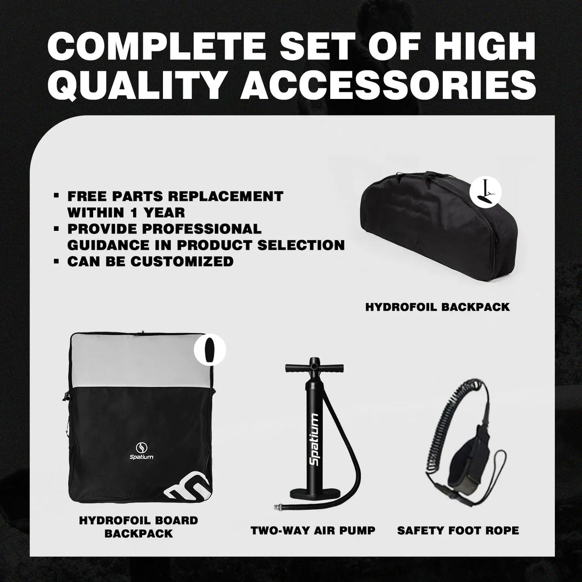 Spatium Hydrofoil Surfboard With Accessories And Inflator Pump