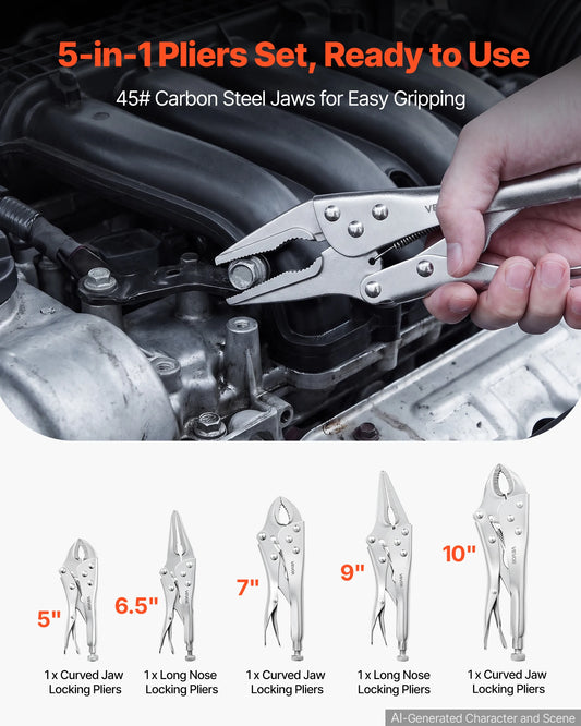 SucceBuy Locking Pliers Carbon Steel Multipurpose Hand Tools