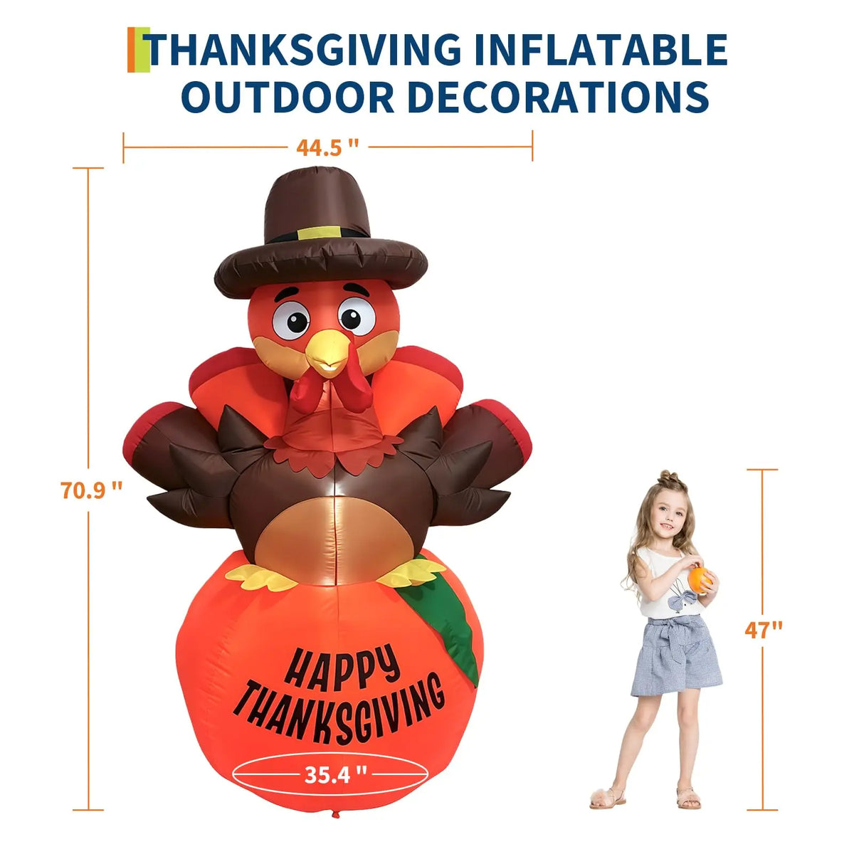 HiMiss Thanksgiving Pumpkin Turkey Inflatable Yard Decor