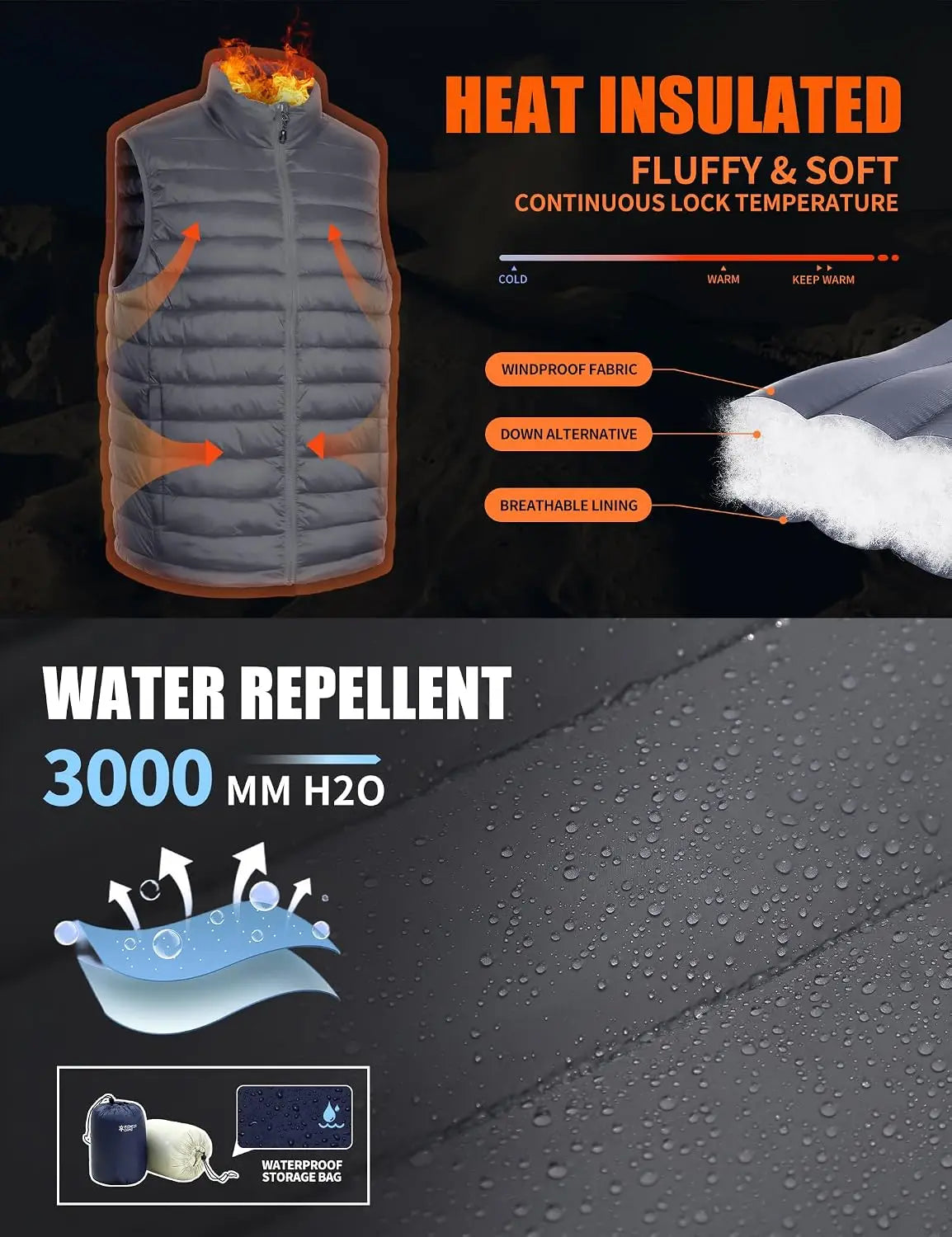 Pioneer Camp Men Packable Water Repellent Quilted Puffer Vest