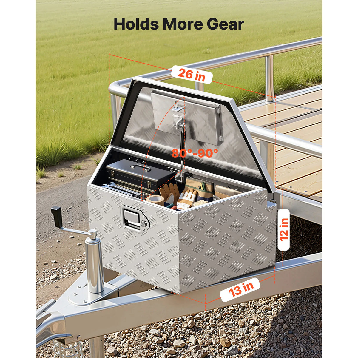 SucceBuy Aluminum Trailer Tongue Storage Box With Key Lock