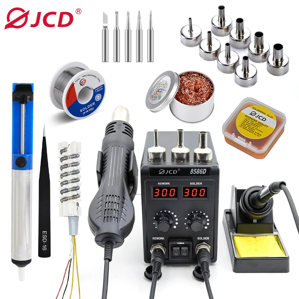 JCD 8586D Dual Display SMD Soldering Hot Air Rework Station