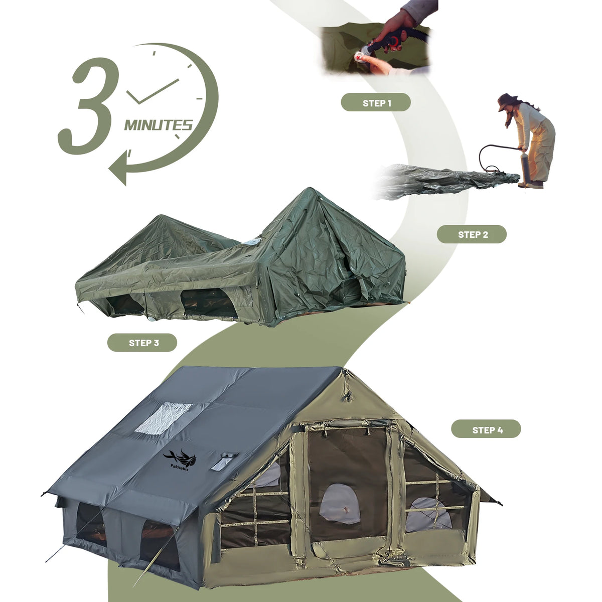 Pakicetus Waterproof Inflatable Camping Tent For Outdoor Adventures