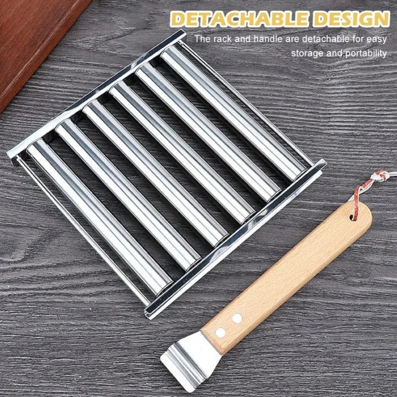 Stainless Steel Five Sausage Grill Roller For Outdoor Cooking