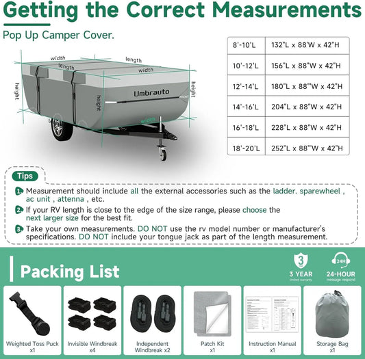 YAO HUI HUANG Heavy Duty Waterproof Pop Up Camper Cover