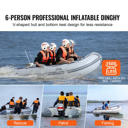 SucceBuy Inflatable Dinghy Boat With Wood Floor And Bench Seats