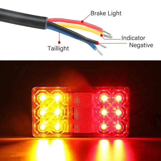 12V 24V Universal Truck Trailer Rear Tail Brake Lamp 2Pcs